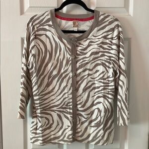 Zebra Print Button-Up Cardigan